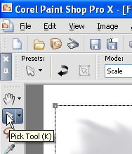 The Pick tool in Corel Paint Shop Pro Version 10